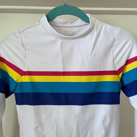 NEW Rad Swim XS Rash Guard, Tankini Top, Baseball Cap + Bag Retro Rainbow Stripe - Picture 6 of 15